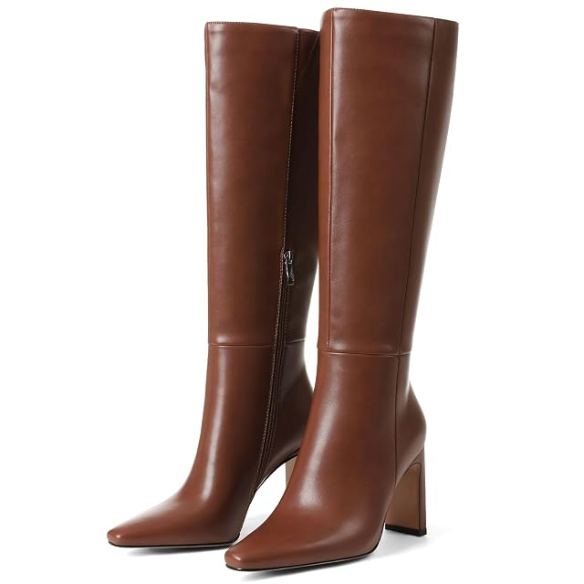 Knee High Boots for Women Wide Calf Fall Boots Point Toe Chunky Block Heeled Boots Fashion Dress Tall