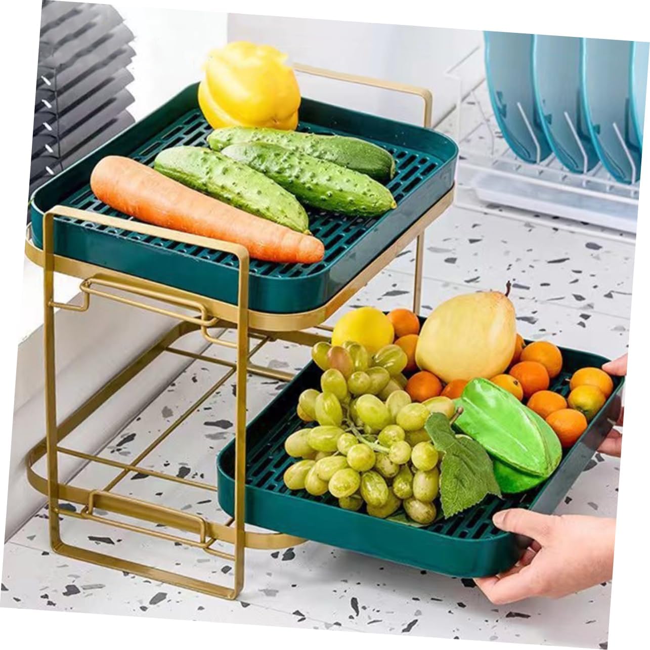 MAGICLULU Multi-Layer Cup Storage Rack Stackable Mug Holder for Kitchen Countertop 2-Tier Coffee Cup Organizer Tray Suitable for Home and Office Use