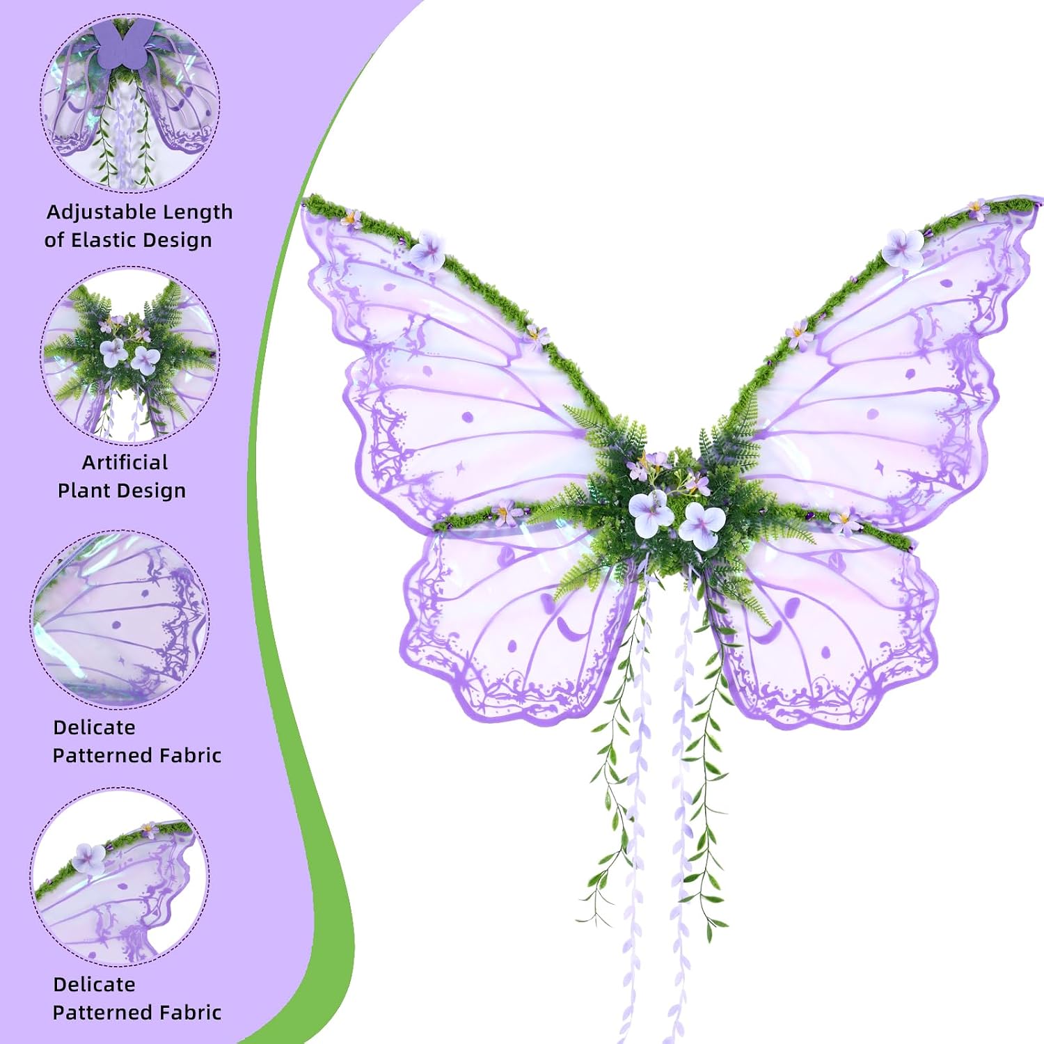Yieeonc Fairy Wings for Adults Women Fairy Costume Star Wands Set Large Butterfly Wings for Halloween Party