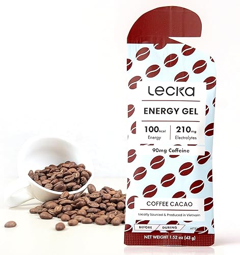 Lecka Gel energético, 12 geles  para ejercicio de resistencia, fabricado con frutas reales y semillas de albahaca, proporciona energía natural y