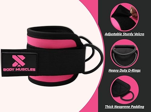 Miniatura 19 de Correas de tobillo para máquinas de cable para mujeres y hombres – Accesorio de cable de tobillo para gimnasio para patadas, entrenamientos de Negro