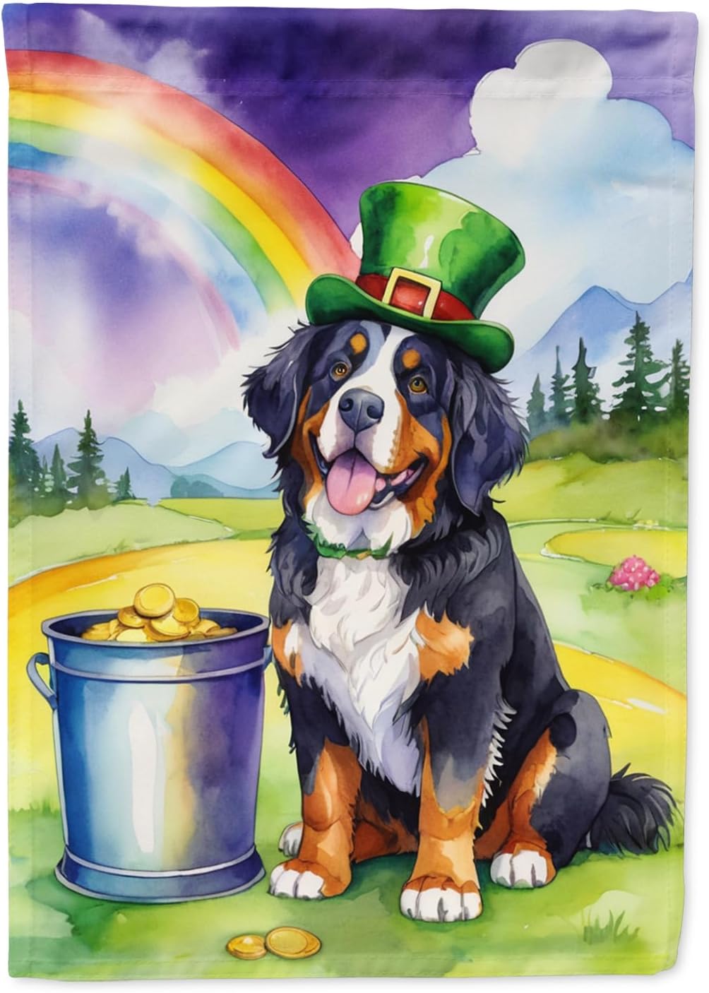 Caroline's Treasures DAC5491GF Bernese Mountain Dog St Patrick's Day Garden Flag Mailbox Flag Decorative Yard Flag Banner Outside Patio Artwork Yard Flower Beds, Garden Size, Multicolor