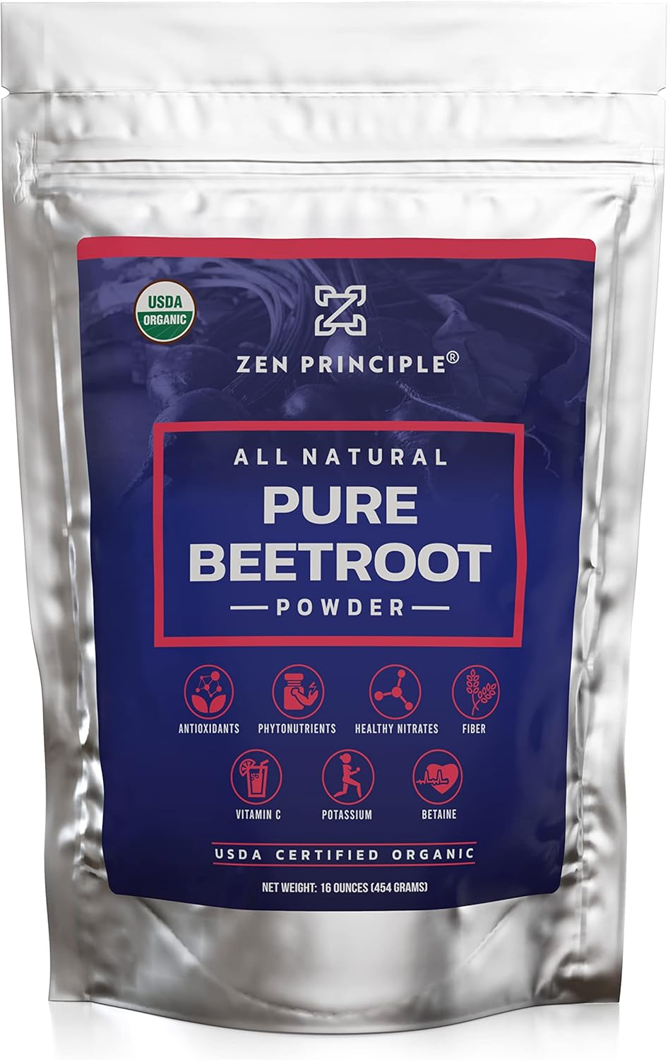 Zen Principle 1 lb. Premium Organic Beetroot Powder. 100 USDA Certified. More Fiber