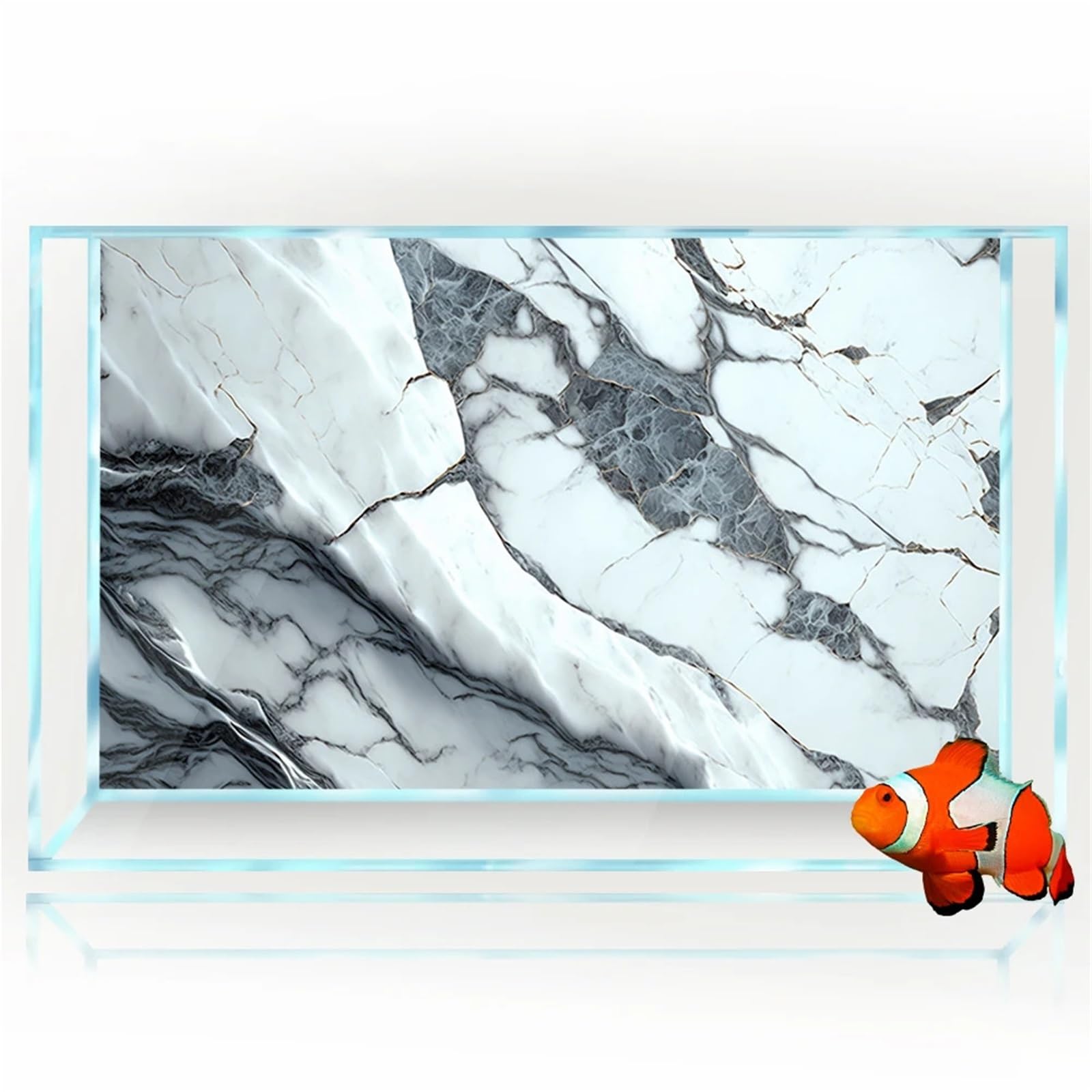 Decorazione dello Sfondo dell'acquario for acquari | Poster 3D HD in pietra di roccia con texture in marmo bianco da 5-55 galloni(40x80cm 16x31in)