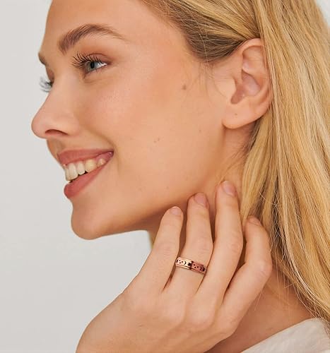 Miniatura 7 de Anillo giratorio para mujeres con ansiedad, de acero inoxidable de 0.236 pulgadas, para aliviar el estrés, anillo de ansiedad para damas, color