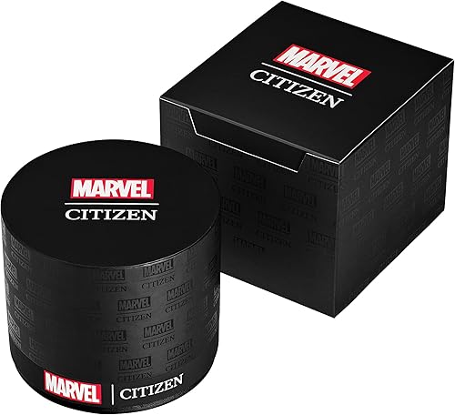 Miniatura 6 de Citizen Eco-Drive Marvel Tony Stark 63 Reloj plateado iones negro con correa de piel negra, 3 manecillas, luminoso, 1.693 in (modelo AW2075-05W)