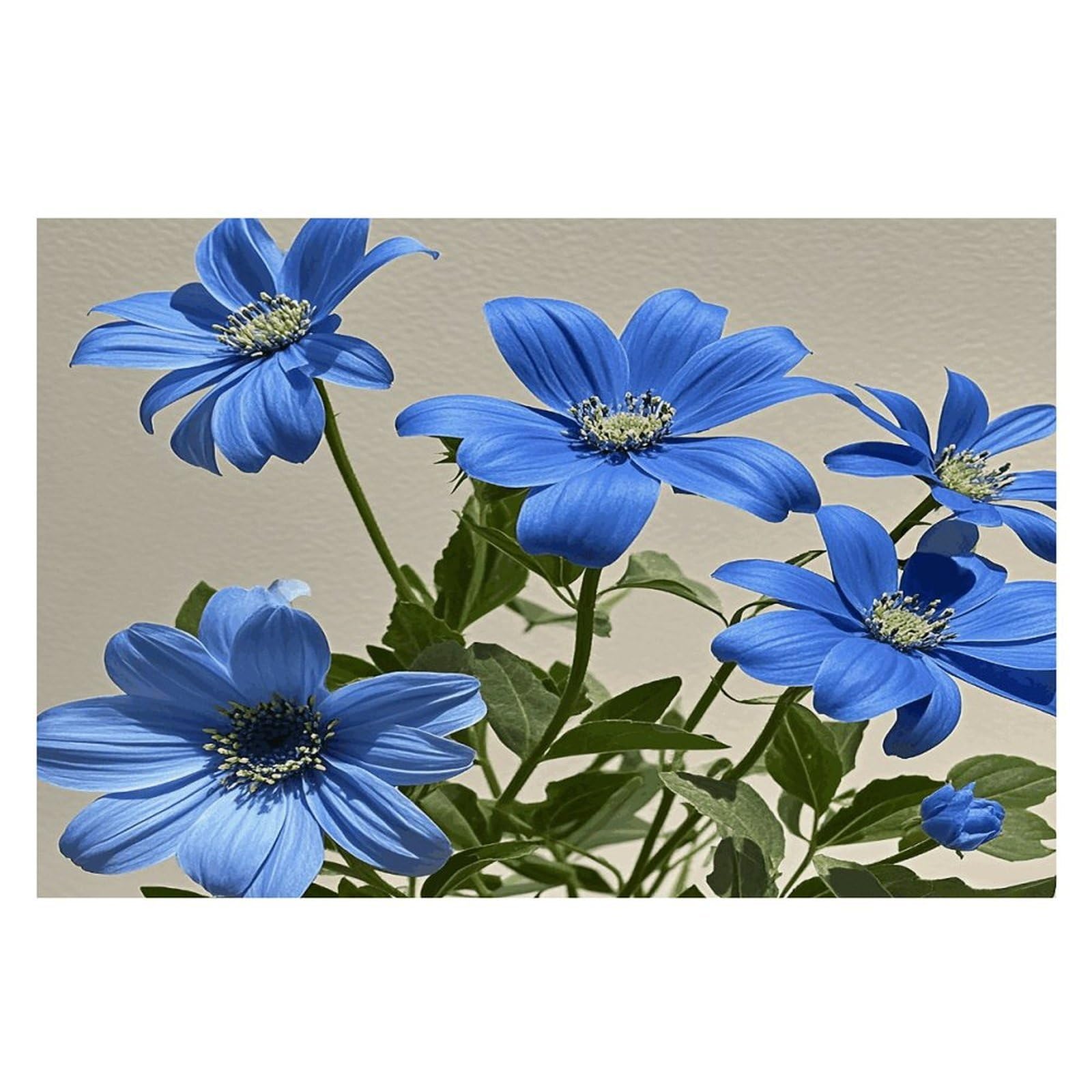 Cyan Blue Flowers Placemats Wipeable Heat Resistant Table Mats Washable Flax Place Mats Elegant Cloth Non-Slip Placemat for Kitchen Dinning Party Table Decor 12 * 18 in