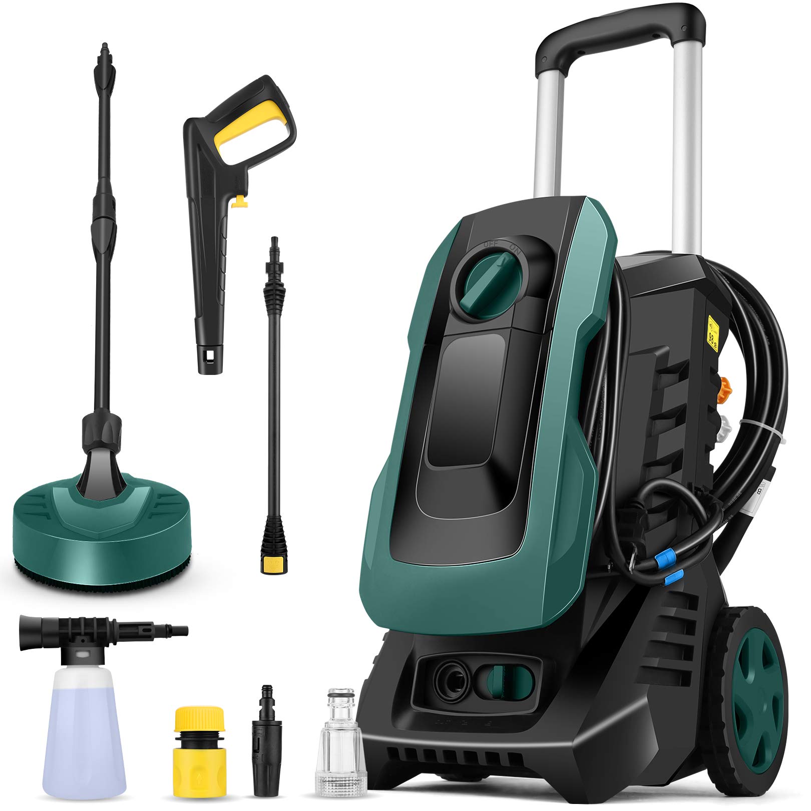 Nettoyeur haute pression 1800W COOCHEER avec buse 3 en 1 vert foncé