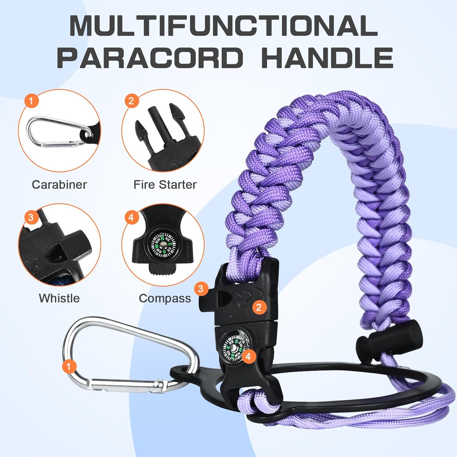 Insulated Water Bottle 64 oz, Half Gallon Water Jug Cold 48H, BPA Free Stainless Steel Bottles with Straw/Chug 2-in-1 Lid, Bag, Paracord Handle, Silicone Boot, Sports Gym School Metal Flask - Image 4