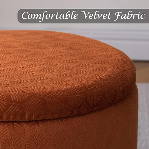 Miniatura 7 de Cpintltr Taburete moderno de terciopelo tapizado redondo, otomanos de almacenamiento, multiusos, decoración del hogar, mesa de café otomana,