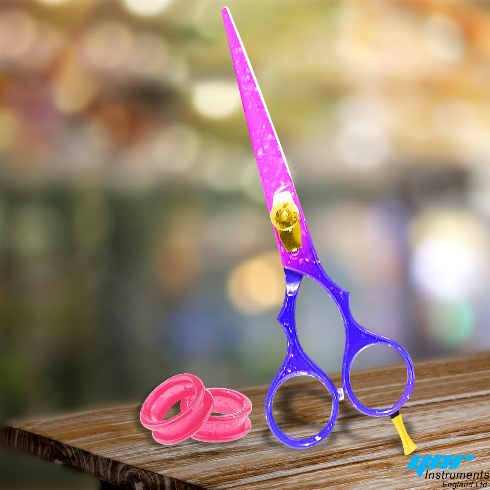 YNR Professional Hairdressing Scissors Set (5.5 Inch) Hair Cutting Scissor & Thinning Scissor Comb with Case Pink Purple- Perfect for Men Women - Image 3