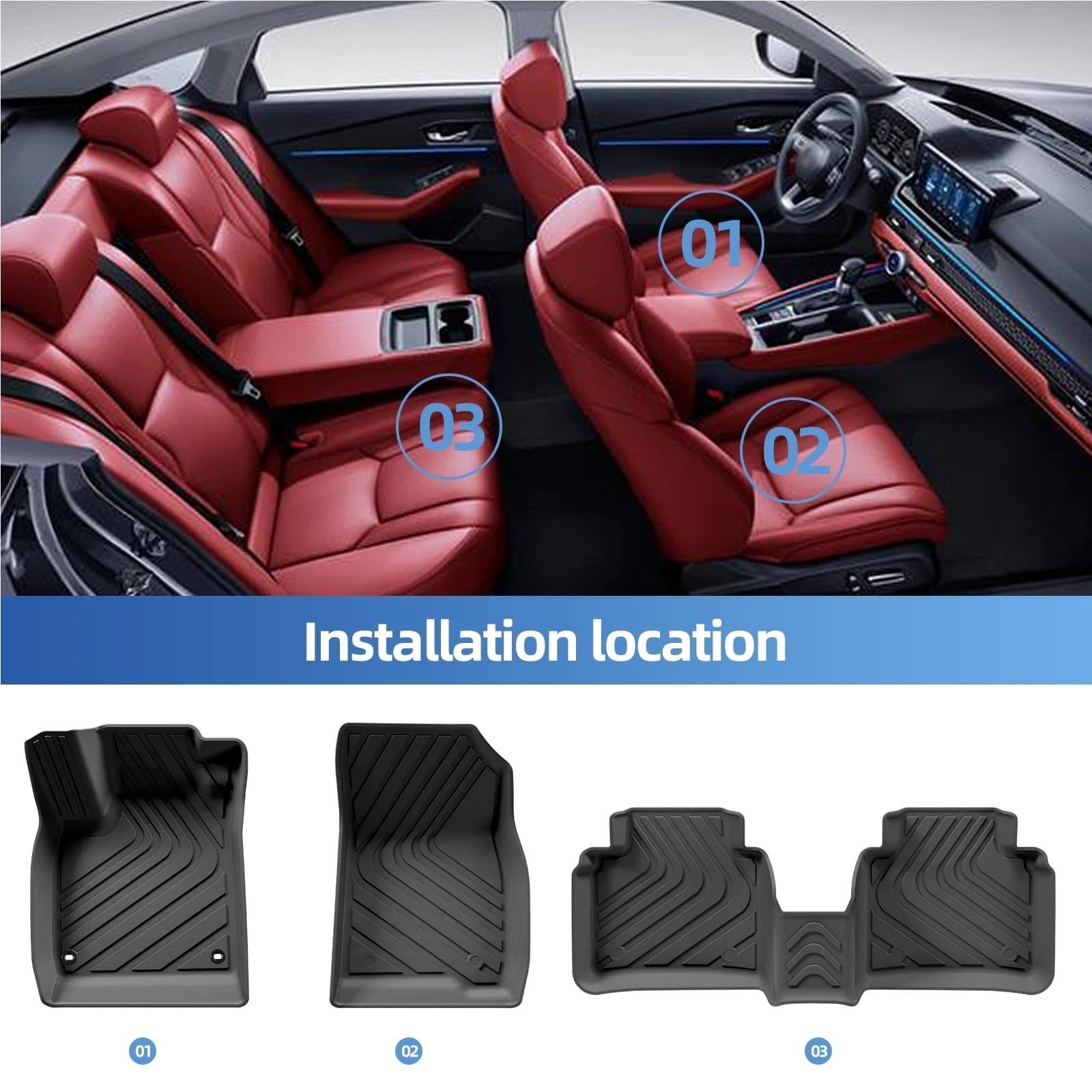 FIT For Honda Accord 2024 2023 TPE 3D Dywaniki samochodowe Podkładka na bagażnik Akcesoria na każdą pogodę (kierowca po lewej stronie)(23ACCORD LHD 3PCS)
