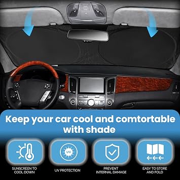 Custom fit Audi Q7 Windshield Sunshade for 2016-2023 2024 2025 2026 Audi Q7 SUV Shades Cover for Windshield Sun Visor Screen Protector 210T Reflective Blocks UV Rays Cool Car Accessories