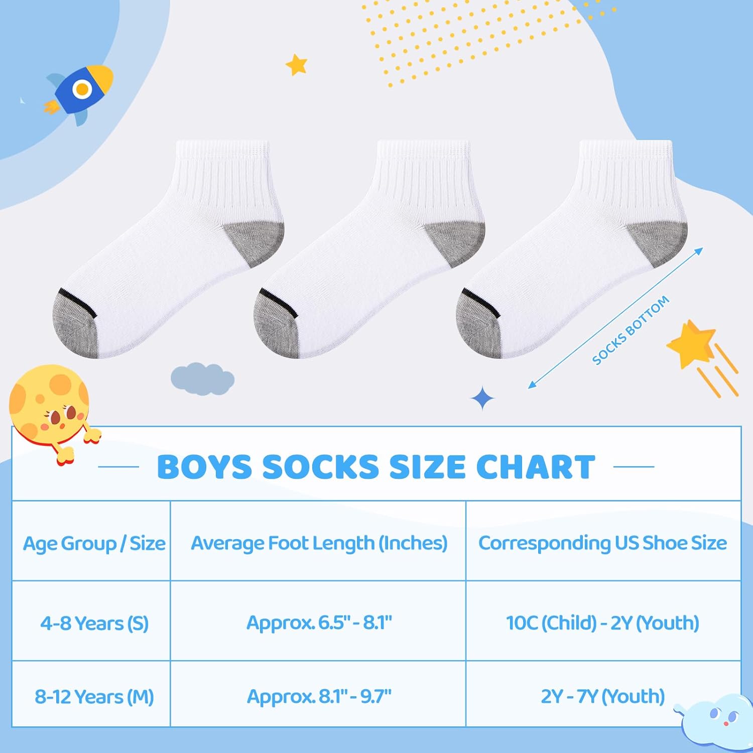 Boys Socks 20 Pairs - Thin & Breathable Everyday Ankle Socks for Kids, Athletic Sock for Boys Age 6-8/8-10/10-12 - Image 3