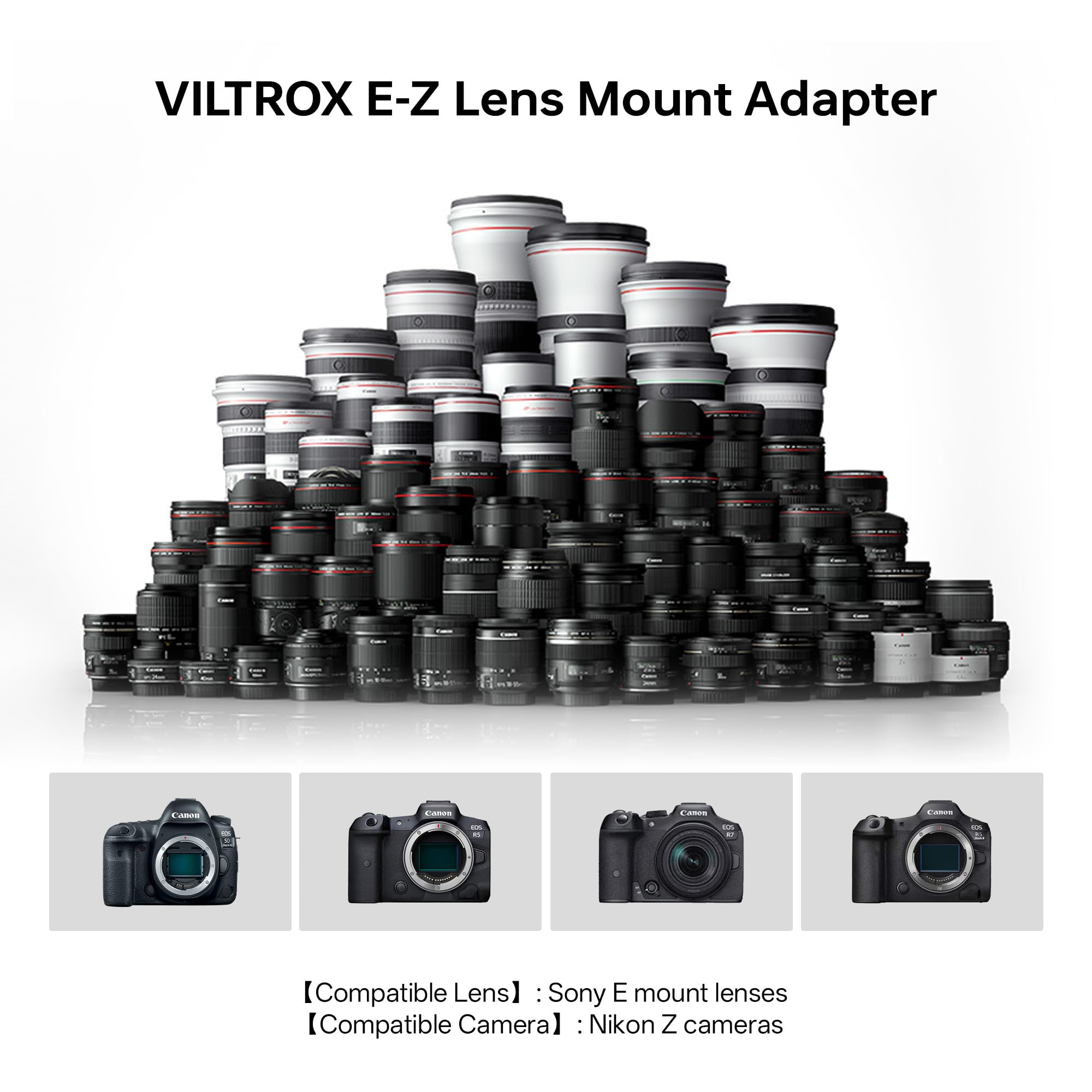 VILTROX Adattatore di Montaggio Obiettivo con Autofocus E-Z per Obiettivi Sony E Mount su Fotocamere Z Z5 Z6 Z6II Z7 Z7II Z50 Zfc Z9 Zf Z3 – 4mm Ultra-Sottile, EXIF, Apertura Automatica, Interamente