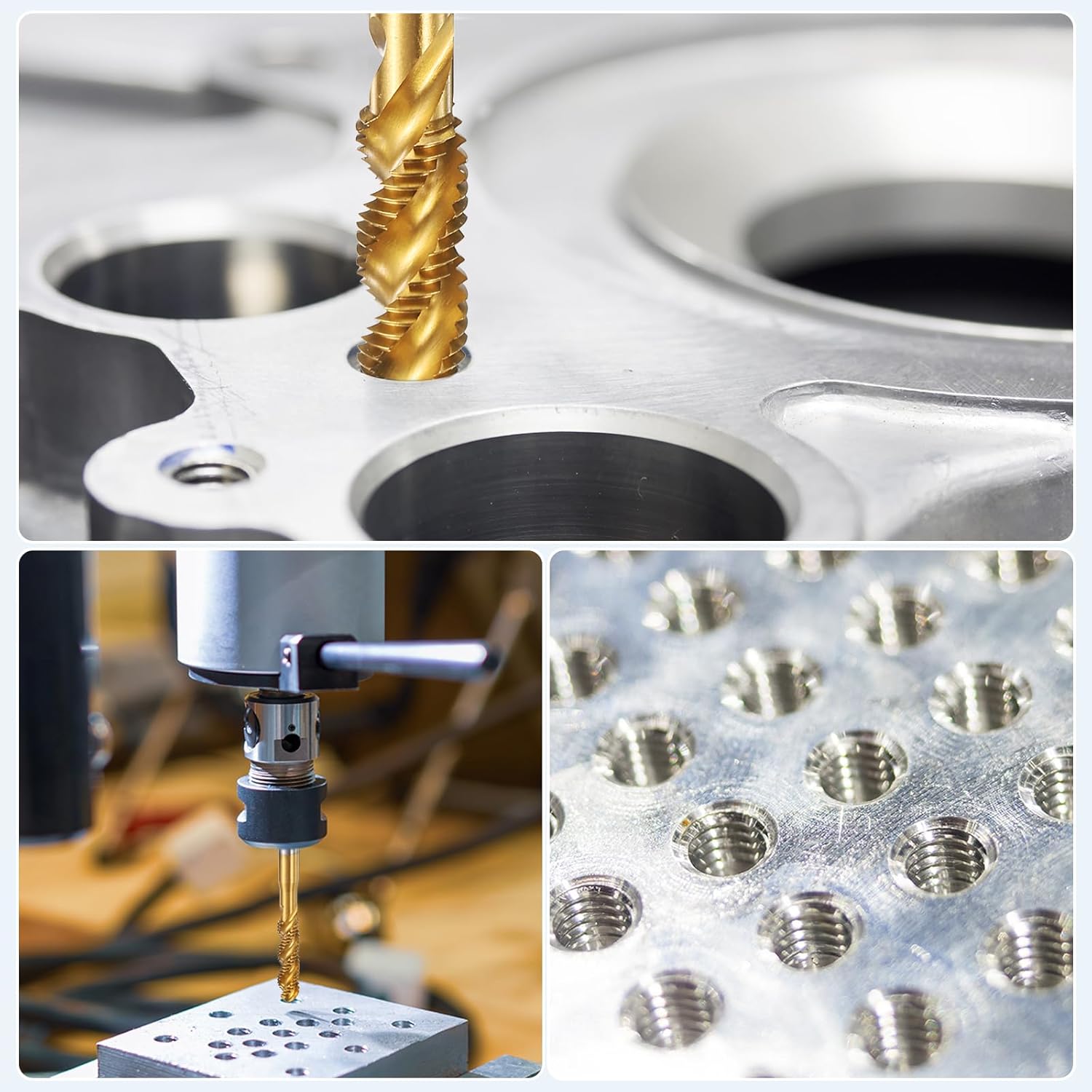 uxcell 2pcs Spiral Flute Thread Taps Metric M5 x 0.8 H2 100mm Extra Long Machine Threading Tap Bit Screw Tapping Repair Tool, Titanium Coated High-Speed Steel