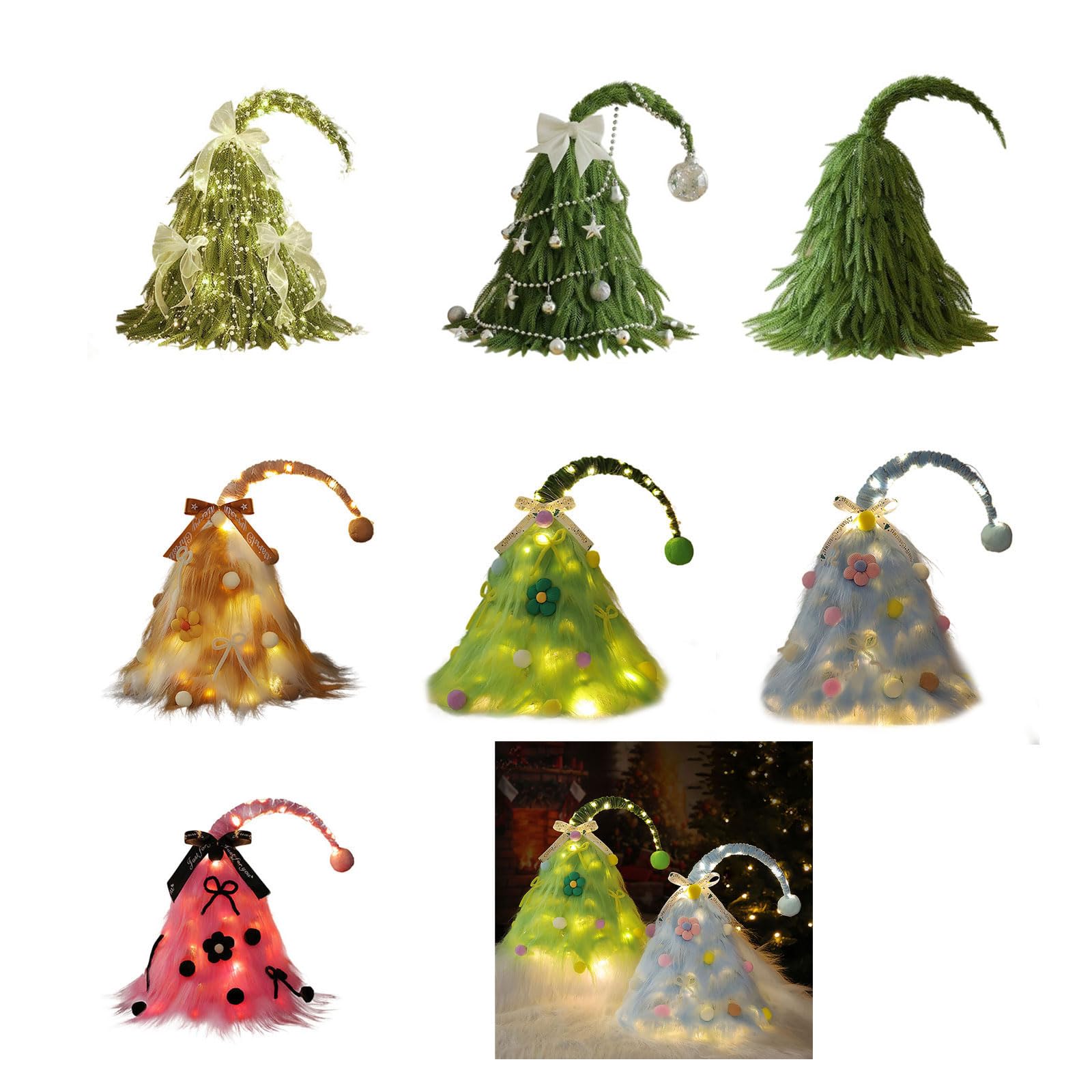 Decoración de árbol de Navidad de felpa torcida con accesorios para exhibición de mesa, decoraciones extraíbles, fácil de diseñar, accesorio de Navidad de mesa