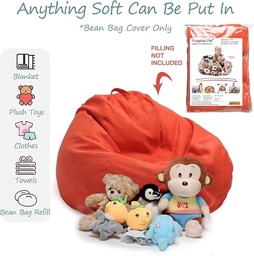 Miniatura 62 de YuppieLife Puf de almacenamiento de animales de peluche, funda de lona para niños (sin relleno)/lavable a máquina y duradera, para decoración de