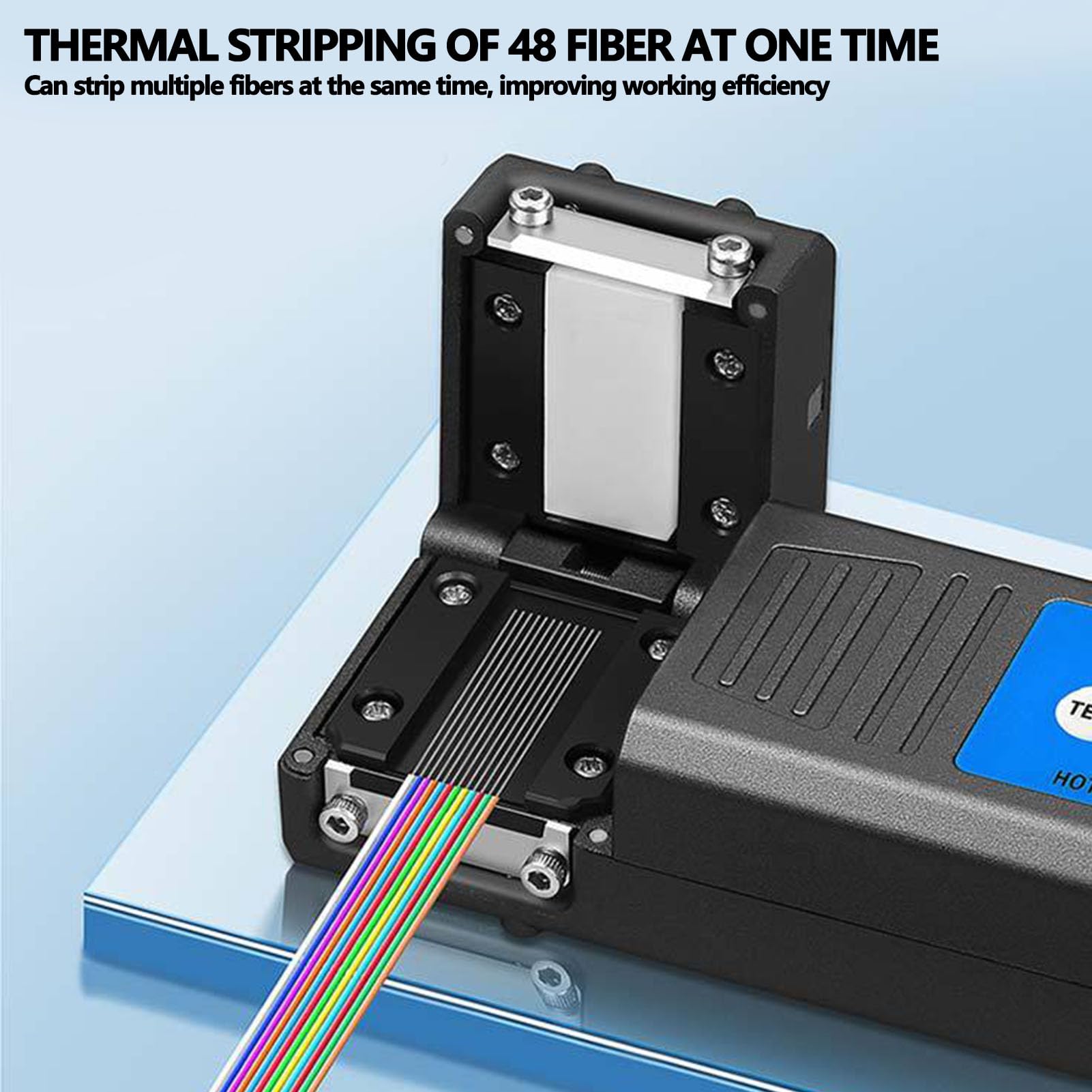 Décapant de Fibre Chauffant, Rechargeable à 48 Cœurs pour Fibre Nue | 8 Réglages de Température jusqu'à 150 °C, Batterie 3 500 MAh, Outil de Dénudage Thermique, Convient aux Rubans et Fibres