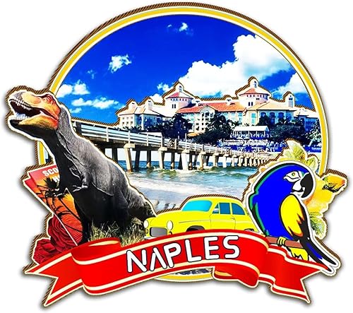Naples Florida USA Imán para nevera con imán de madera 3D, monumentos de viaje, coleccionables, decoración hecha a mano, 2
