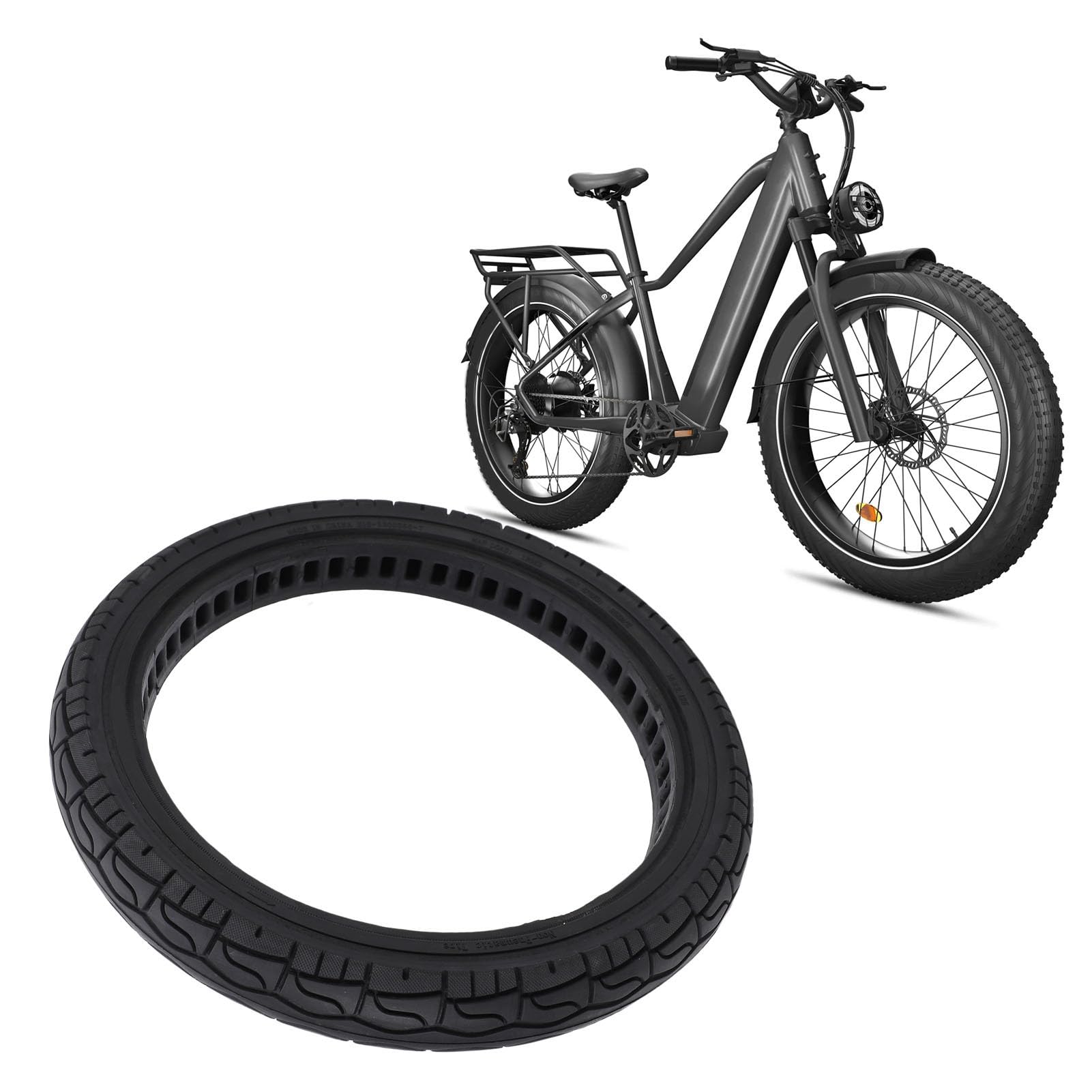 banapoy Pneumatico Solido 16x2.125, Pneumatico in Gomma Antiforatura Antideflagrante da 16 Pollici con Ammortizzazione Migliorata per Scooter Elettrici Bici Elettrica, Ruota per