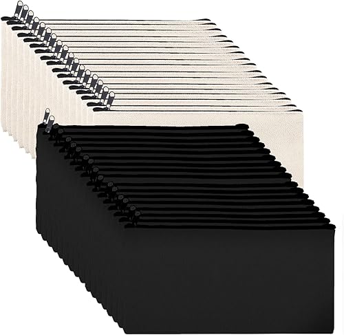 Bolsa de manualidades en blanco de 8 x 4.7 pulgadas, estuche de lona para lápices, bolsa de lona para cosméticos, bolsa de cosméticos de lona