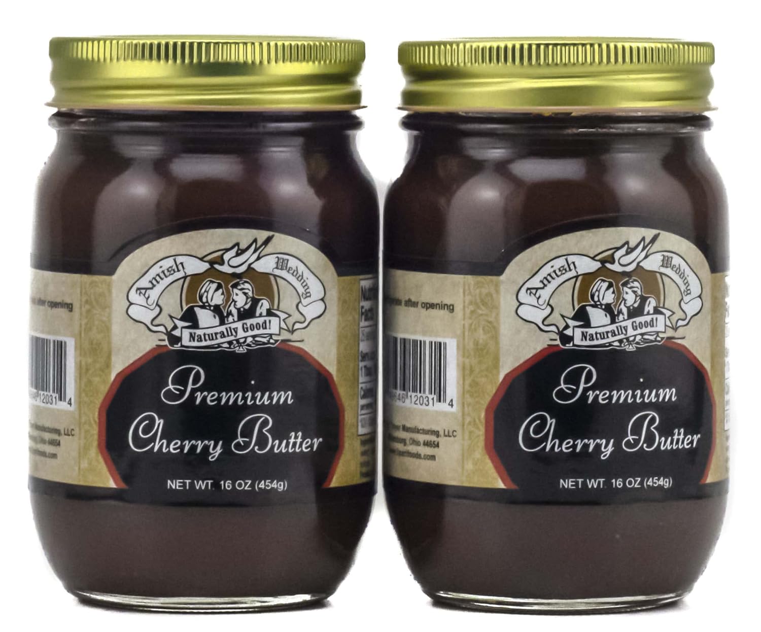 Amish Wedding Premium Cherry Butter, TWO 16 oz. Jars