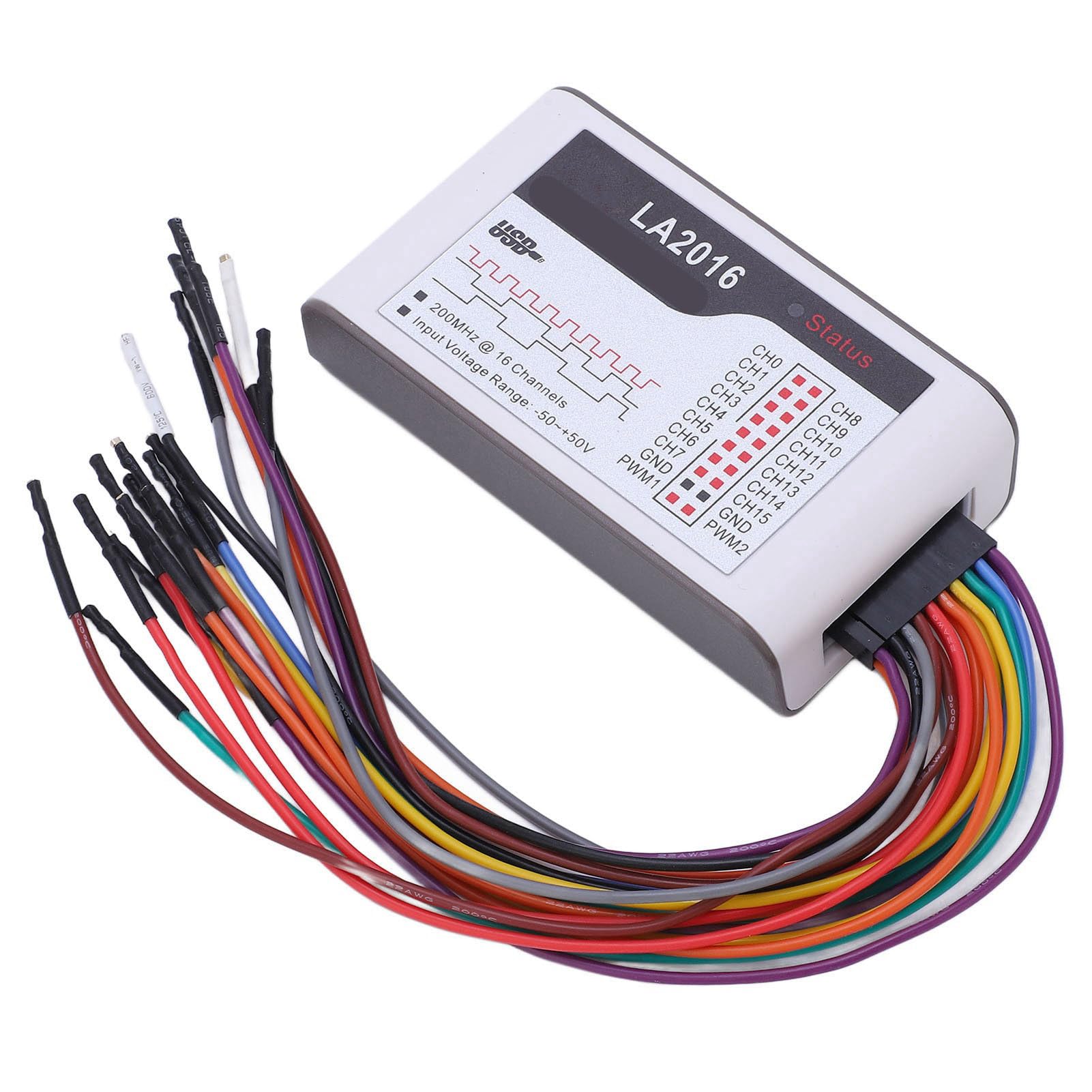 Aramox Analizador Lógico Analizador Lógico USB de 16 Canales Umbral de Frecuencia de Muestreo de 200 M Rango de 50 V a Más 50 V Memoria de 1 Gbits para Depuración de Circuitos Pruebas Electrónicas