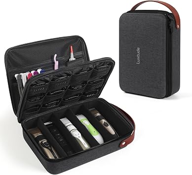 Luxtude Large Barber Case, Hard Barber Bags for Clippers and Supplies, Sturdy Hair Clipper Case for Travel, Clipper and Trimmer Cases for Wahl/Hatteker/Andis Grooming