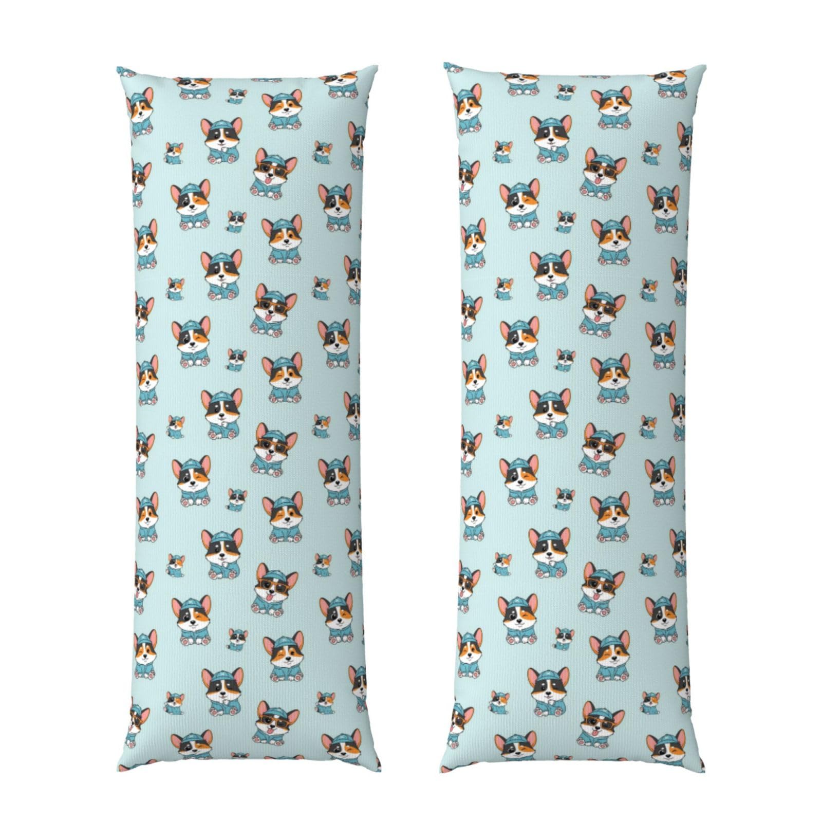 Body Pillow Cover 20x60 Cute Corgi Tricolor Dog, Decorative Zippered Pillowcase, Soft Cozy Flannel Fabric, Cushion Case for Couch Sofa Bedroom Home Decor