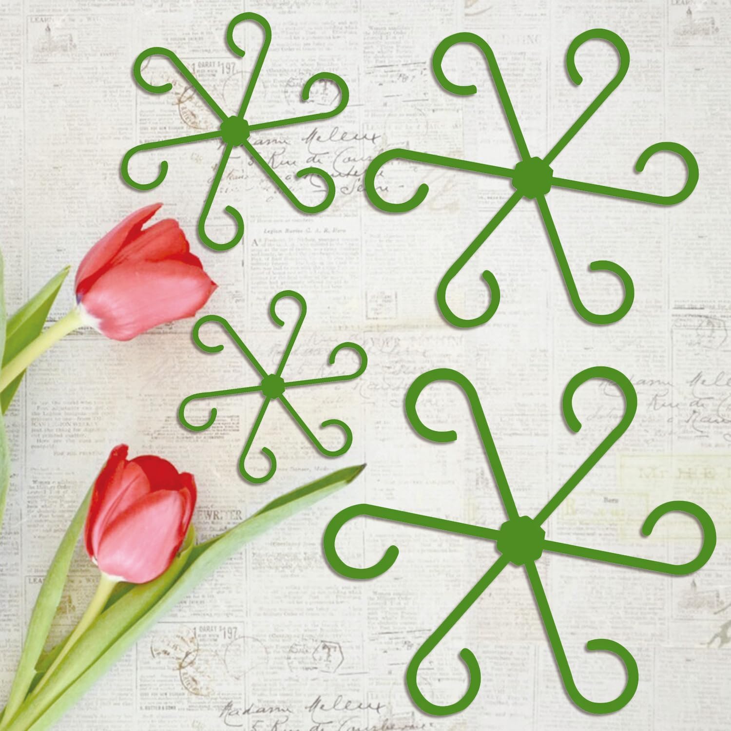4 Pcs Plant Stem Support Reusable Plant Growth Accessories, Different Sizes Climbing Plant Stakes for Indoor Plants to Decorative (Green) image 5