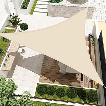 Sun Shade Sail 16x16x16 Waterproof Equilateral Triangle Heavy Duty UV Block Canopy Awning for Patio Backyard Lawn Garden Outdoor Activities, Beige