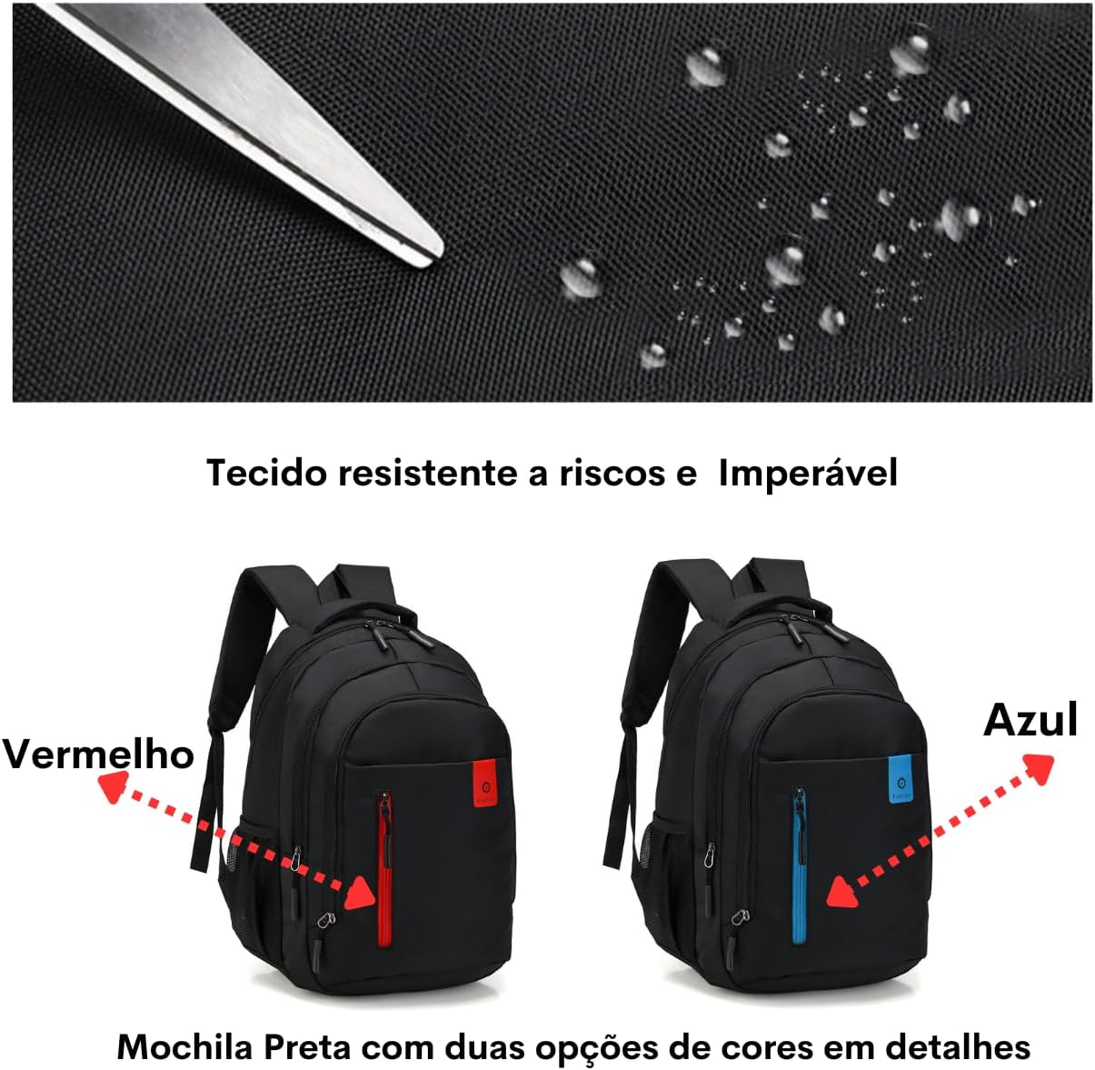 Mochila Impermeável Reforçada Escola Viagem Trabalho Faculdade (Azul)