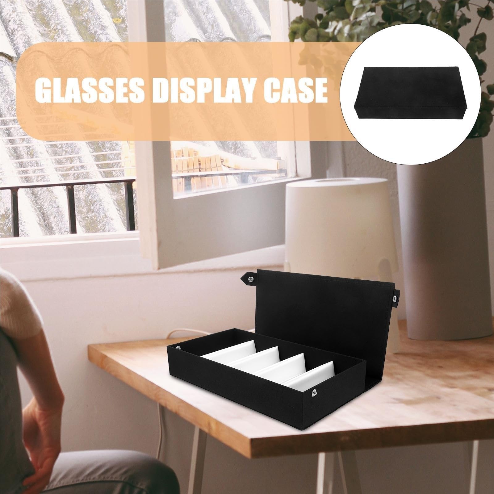 Plateau De Rangement Pour Lunettes De Soleil Plateau de rangement noir à cinq compartiments for lunettes soleil avec couvercle, élégant support for, bijoux, étui for, boîte présentation for