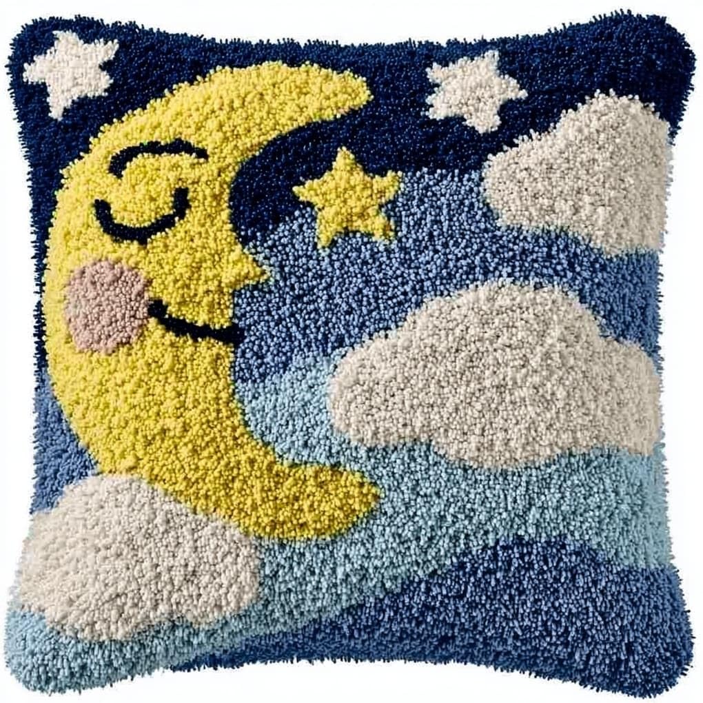Pre Printed Latch Hook Kits for Beginners,Cartoon Stars and Moon