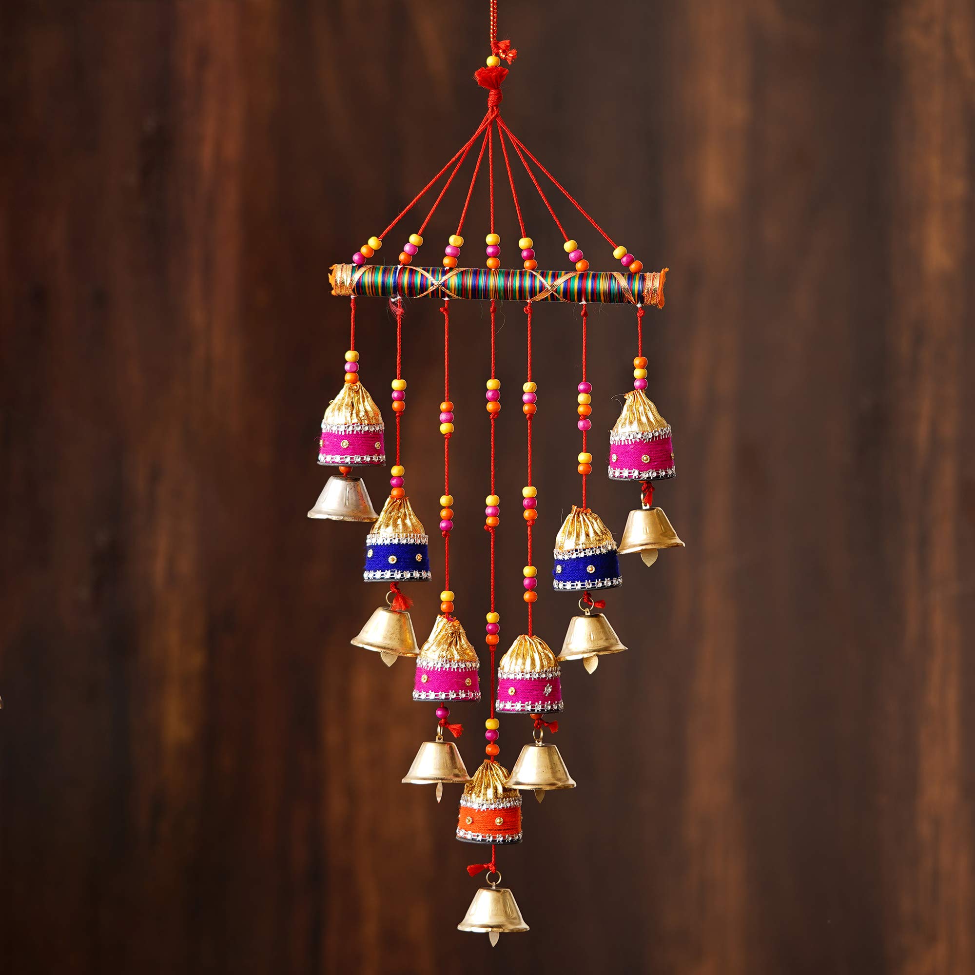 eCraftIndia Multicolor Handcrafted Window Door Wall Hanging Bells Wind Chimes Decorative Showpiece| Diwali Decoration Items for Home Decor| Gift for Diwali Navratri Housewarming-image-19