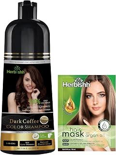 Herbishh Dark Coffee Hair Dye Shampoo for Gray Hair Coverage 200 ml | Semi Permanent 3 in 1 Dye Shampoo, Gray Coverage in 20-25 Minutes, Ammonia Free Natural Color for Women & Men, Long Lasting