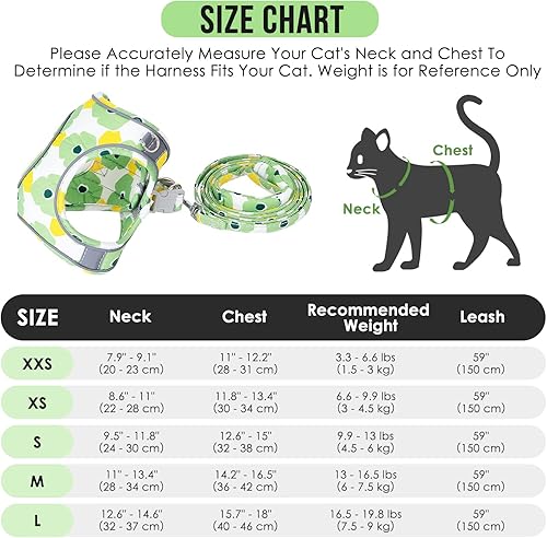 Miniatura 2 de Lukovee Arnés y correa para caminar, arnés ajustable a prueba de escapes para gatito con tiras reflectantes, chaqueta ligera para gatos, cachorros,