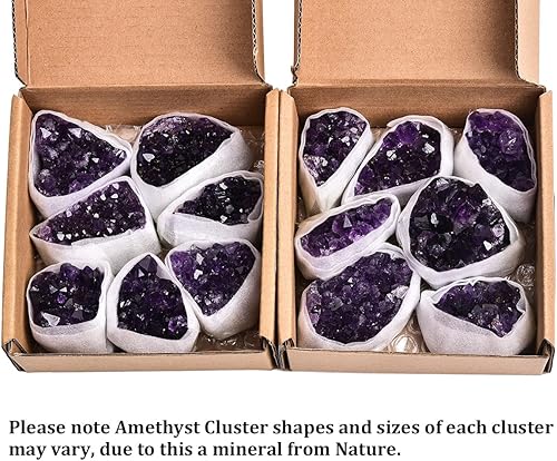 Miniatura 6 de JIC Gem 1.1 libras de racimos de amatista, geoda de amatista natural cruda de color morado claro, piedras de cristal curativo, espécimen de brujería