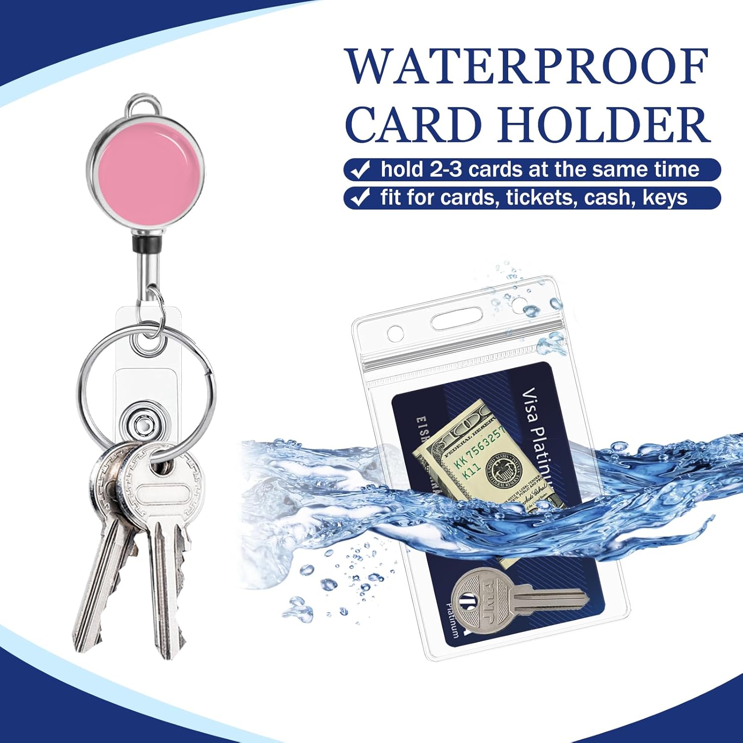 Giancomics Lanyards for Id Badges, ID Badge Holder with Retractable Reel, Cute Waterproof Lanyards for Cruise Ships Cards Key Office Work Name Tag Zip Type Card Holder Protector 2 Pack - Image 4