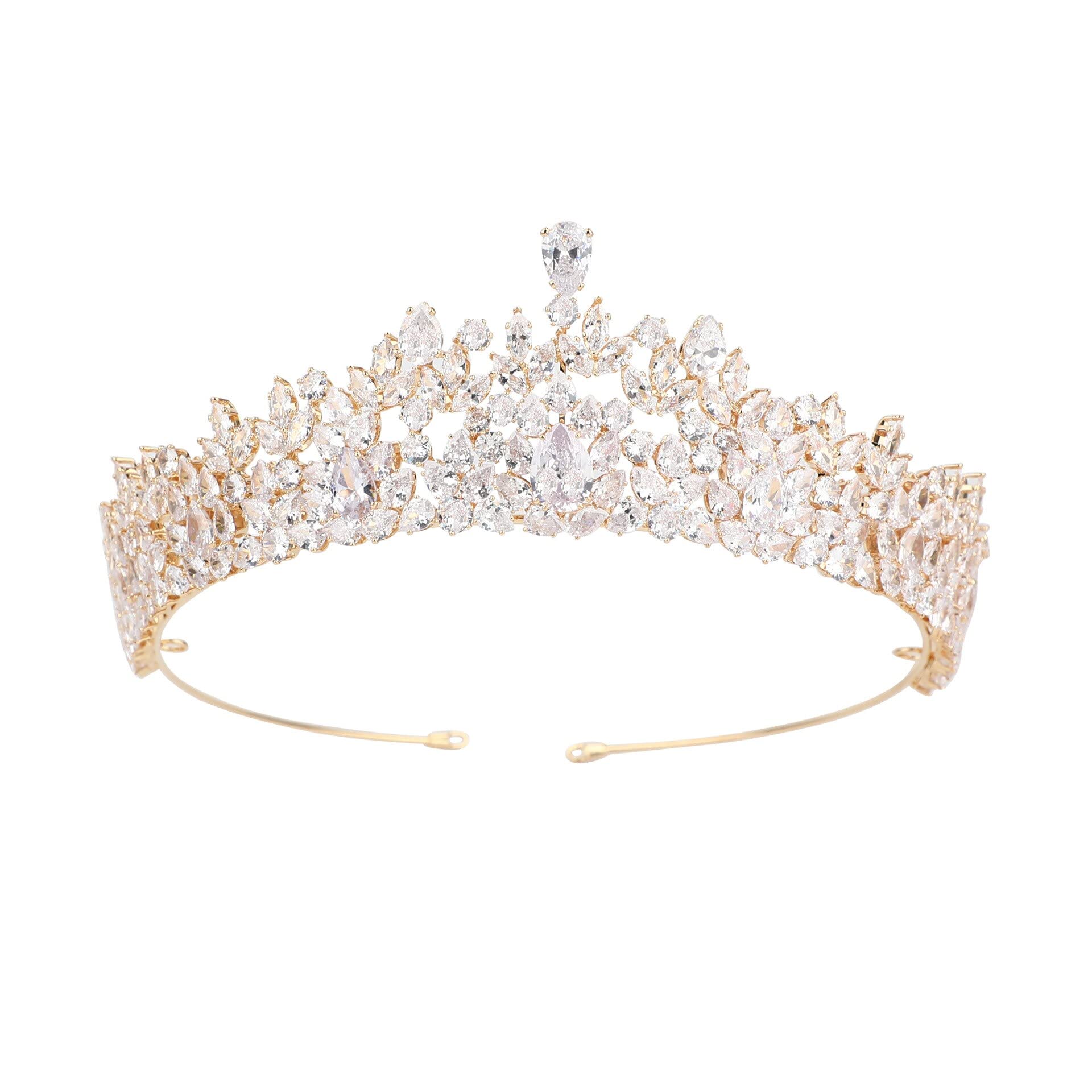 Bijoux de Cheveux diadèmes de Couronne pour Femmes Couleur Or Argent diadème de mariée Couronne de Mariage Accessoires de Cheveux Princesse allonger Couronne fée Bijoux de Mariage, Or, Argent