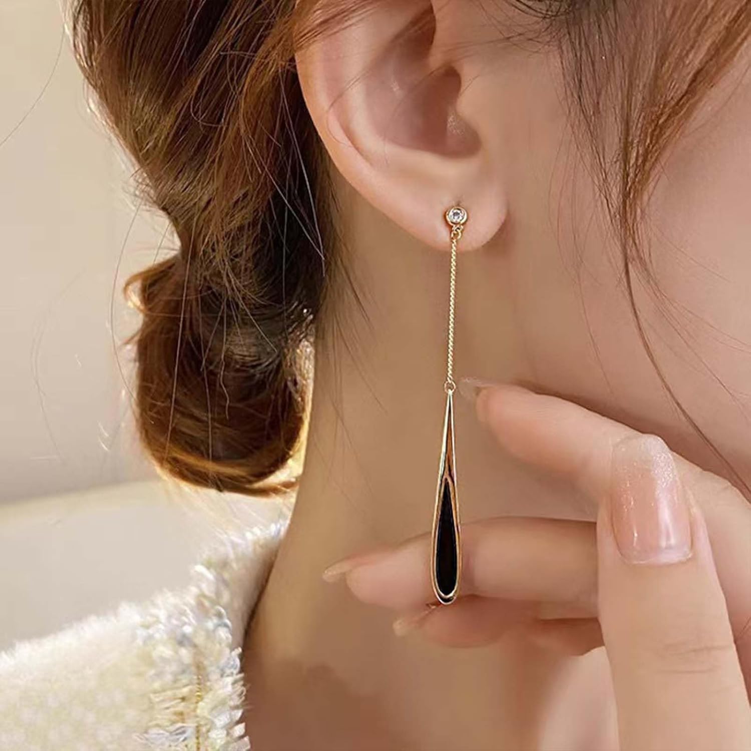 W WEILIRIAN Boho Teardrop Dangle Earrings Long Teardrop Earrings Black Teardrop Earrings Metal Teardrop Earrings Jewelry for Women - Image 6