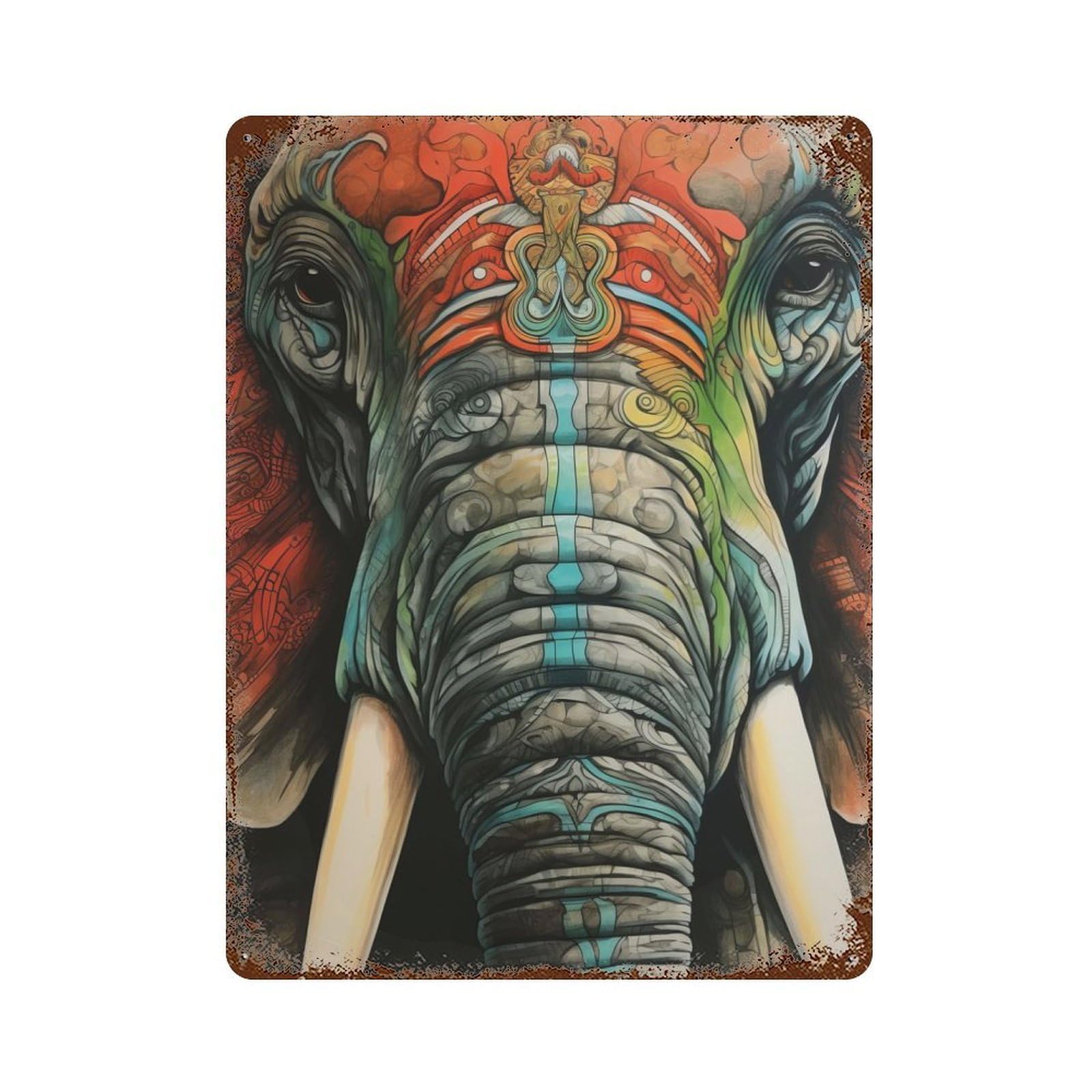 Elephant Close Up Portrait Vintage Rust Metal Sign 15.7"x11.8", for Pub, Kitchen And Man Cave Decor, Rustic Home Decor
