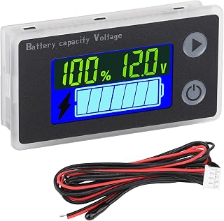 DROK RV Battery Monitor 12v, 10-100v Digital Voltage Meter Battery Capacity Tester Temperature Gauge for Car Marine