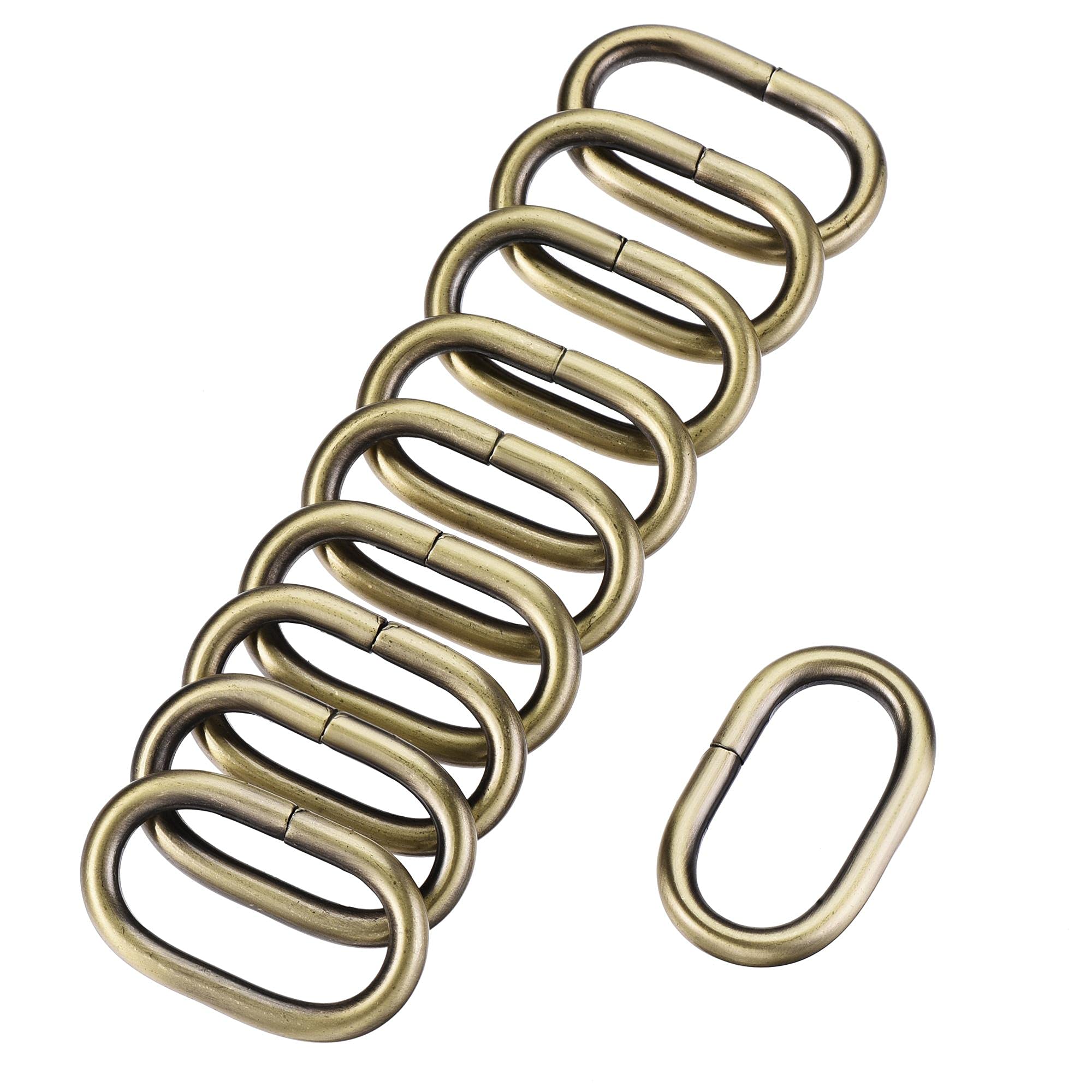 uxcell Metal Oval Ring Buckles 32x15mm for Bags Belts DIY Bronze Tone 10pcs