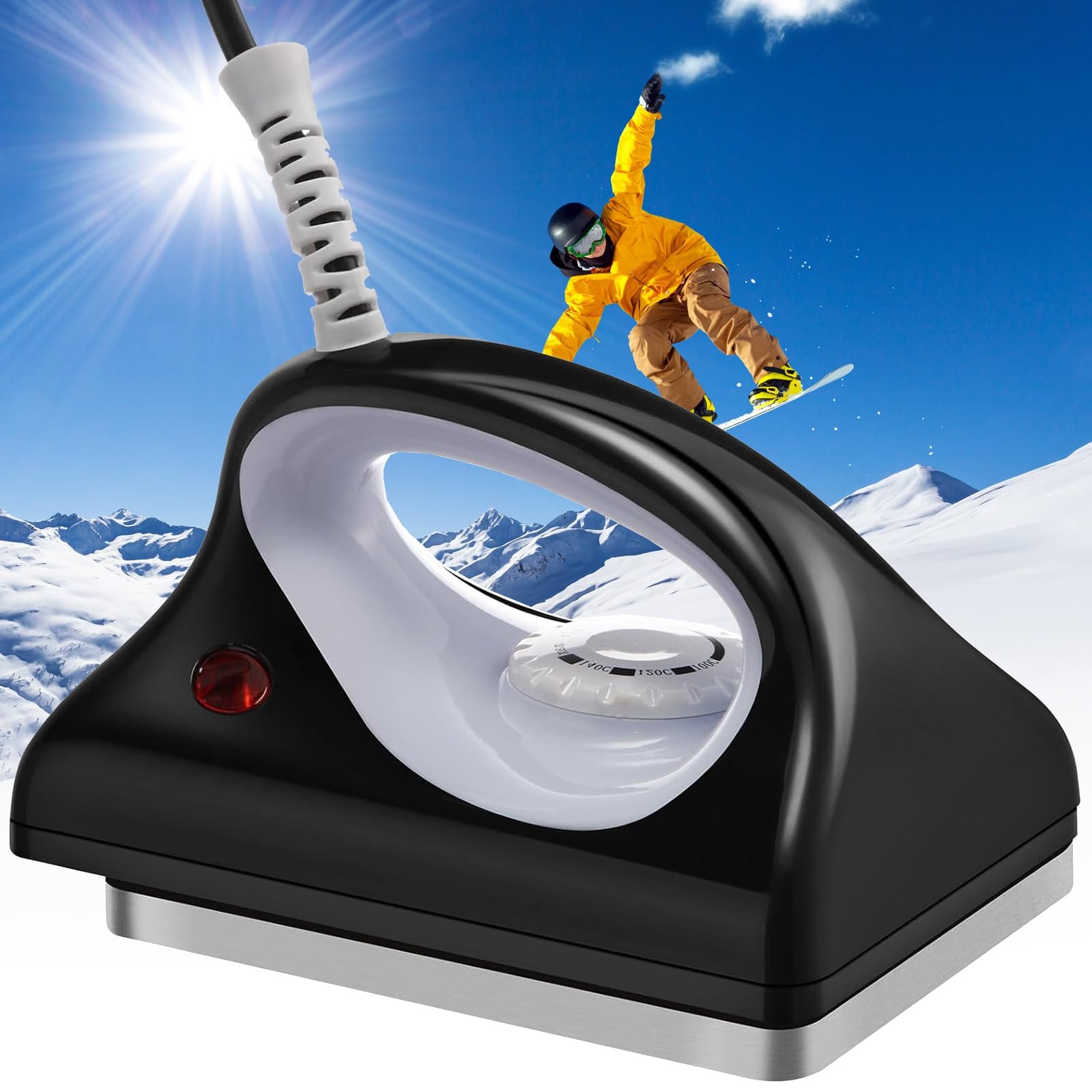 Żelazko do woskowania snowboardowego z regulowaną temperaturą, precyzyjne narzędzie do woskowania do domu, płyta podstawowa do wydajnego woskowania i ochrony