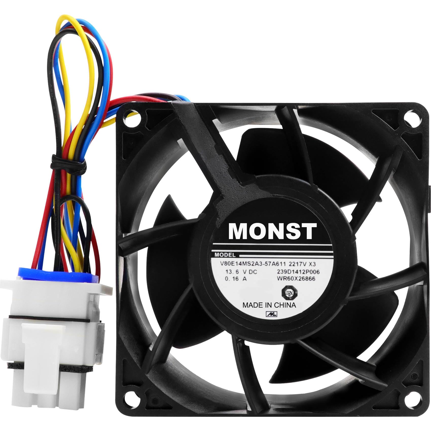 2025 Upgraded OEM WR60X26866 Refrigerator Evaporator Fan Motor, Compatible with GE Refrigerator, Replace V80E14MS2A3-57A611, WR60X10341, WR60X10356, WR60X10357, etc.