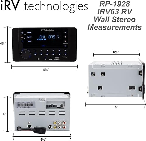 Miniatura 6 de Estéreo para automóvil con Bluetooth, tecnología IRV iRV63, zona independiente 3, radio RV inalámbrica, compatible con HDMI ARC, aplicación, sonido