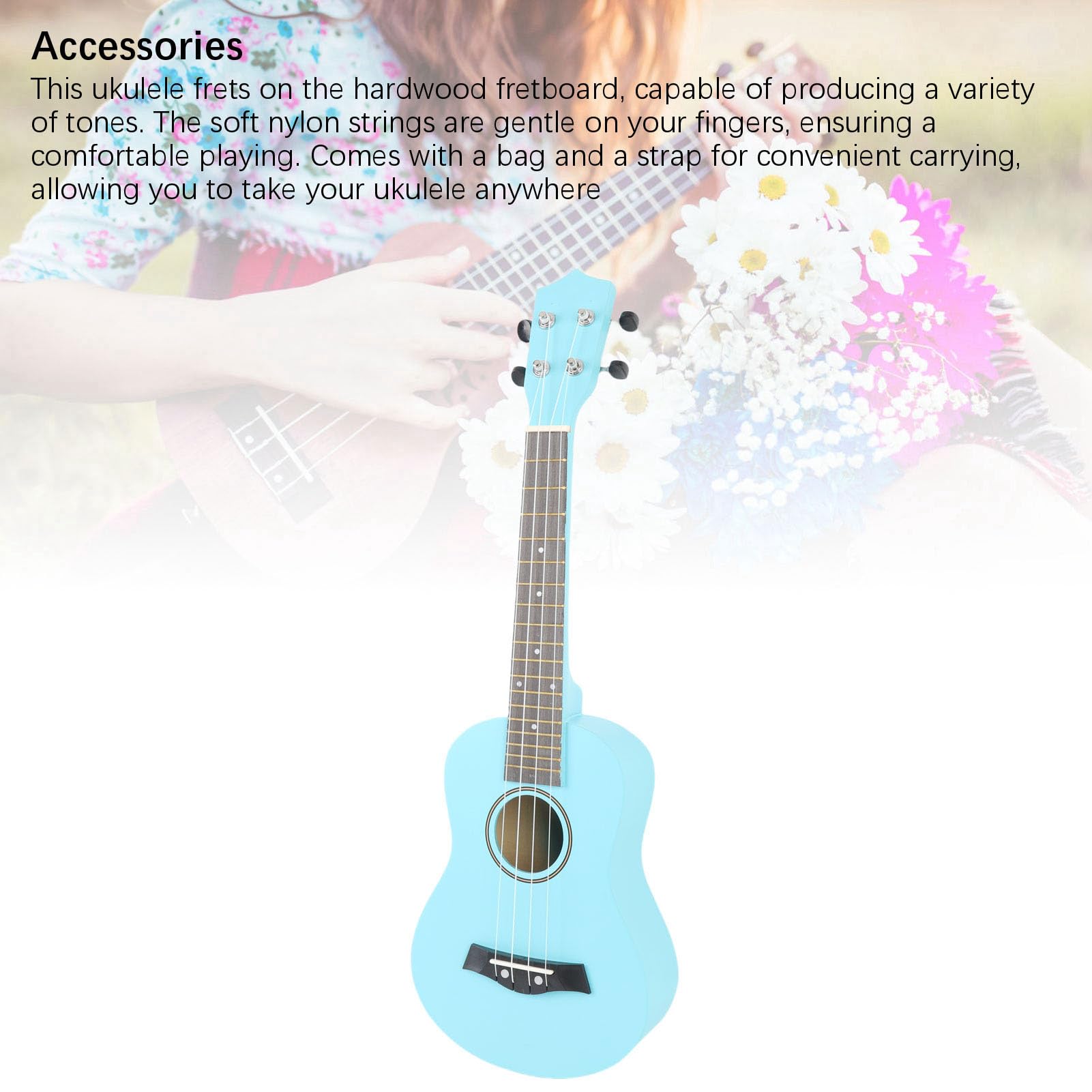 Kadimendium Kit Iniziale per Ukulele Ukulele in Tiglio da 61 Cm con Accordatore Digitale e Accessori per Principianti