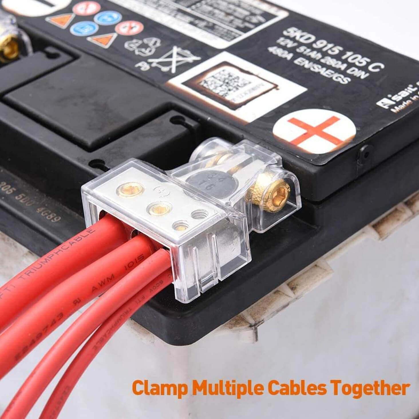 SUNMORN Battery Terminal Connectors, 0/2/4/6/8/10 AWG Battery Terminals, Heavy Duty Car Battery Terminal, Top Post Multiple Marine Superior Connectivity Long Lasting Easy to Install (Beige)